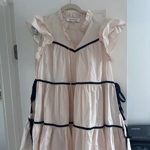Cream w black accents babydoll dress